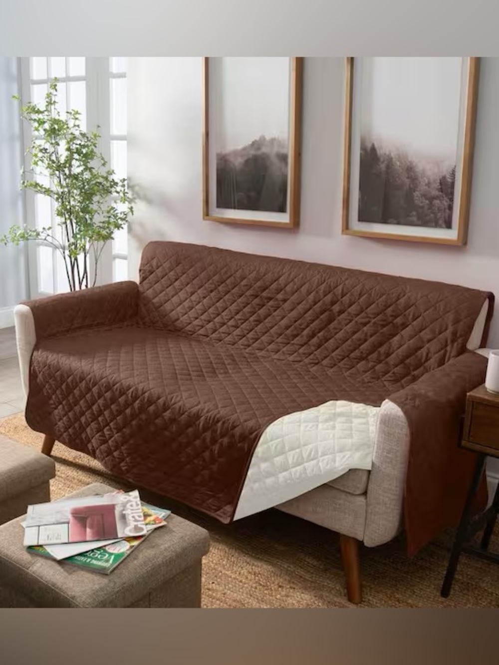 Quilted reversible loveseat couch cover